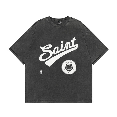 2024 SAINT MICHAEL 1:1High Quality Front And Rear Printed Black T-Shirt