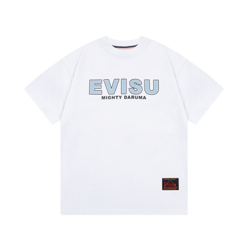 2024  EVISU 1:1High Quality Bodhidharma pattern  M printed  White T-shirt