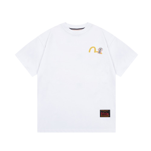 2024  EVISU 1:1High Quality  Bodhidharma pattern Letter Printed White T-shirt