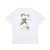 2024  EVISU 1:1High Quality  sea wave pattern printed   White T-shirt