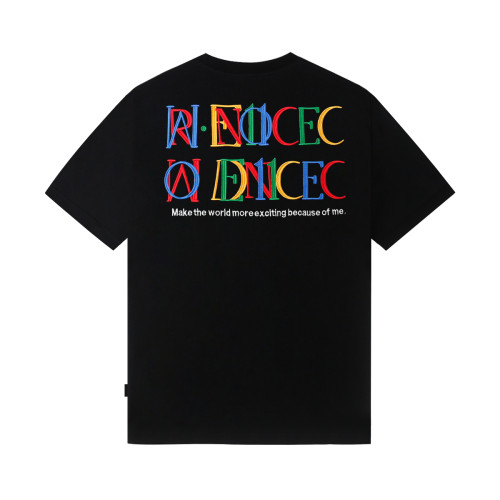 2024 High Quality Colorful letter embroidered Black T-shirt