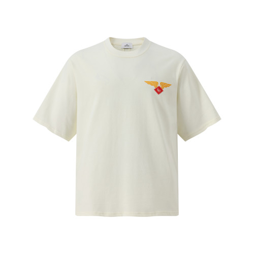 2024 High Quality  Earth slogan Peace Wings Printed Off White T-shirt