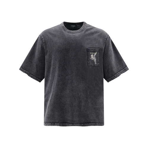 2024 High Quality  pocket war-horse printed Black T-shirt