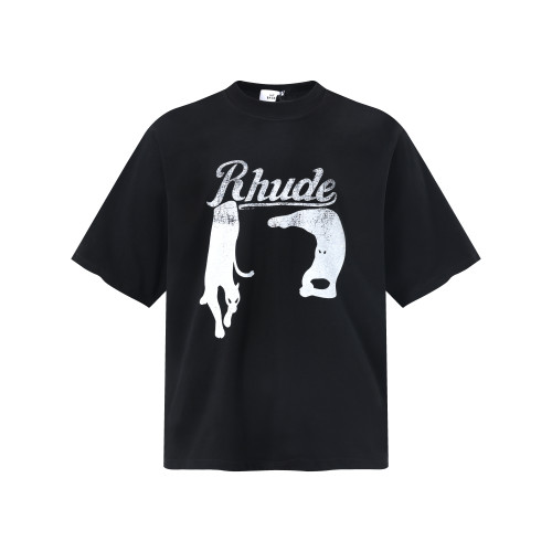 2024 High Quality Retro Panther Print Black T-shirt