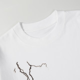 2024 High Quality Lightning pattern printed White T-shirt