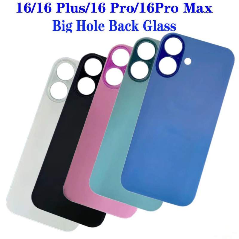 Big Wide Large Camera Hole Rear Door Back Glass For iPhone 16 16plus 16pro 16promax