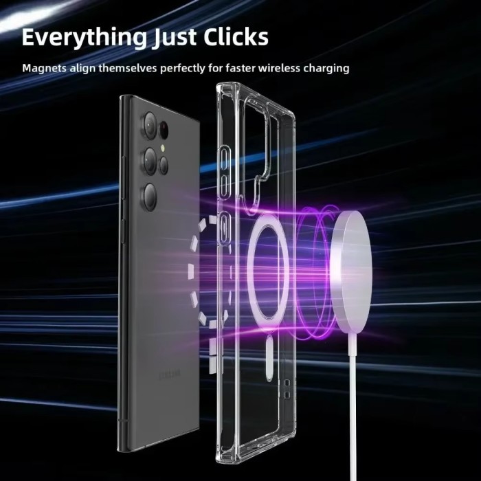 Original Magsafe Magnetic Case for Samsung Galaxy S25 S24 S23 S21 FE S22 Ultra Plus Wireless Charging Shockproof Clear Cover