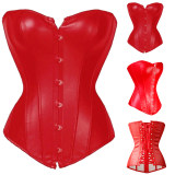 Red leather corset m7081a