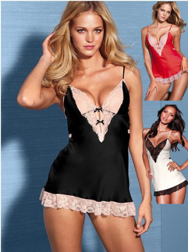 Satin and Lace babydoll set M3587b