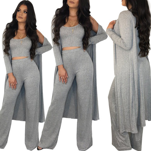 Solid Knitting Woman Autumn Winter 2 Piece Set M8263