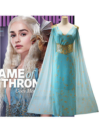 Game of Thrones Daenerys Cosplay Costumes Blue Dresses M40474