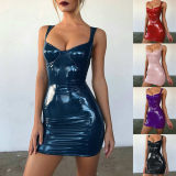 Sexy Faux Leather Pencil Mini Bodycon Dress m7315
