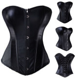 Blcak leather corset m7081b