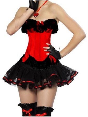 sexy red lace corset with lace skirt m1816b