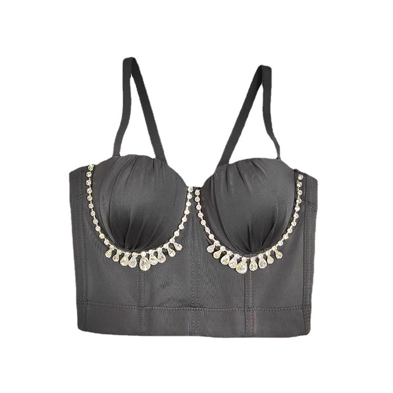 Suspender Short Stretch Shaping Corset Steel Ring Nail Beaded Chest Top KN8575