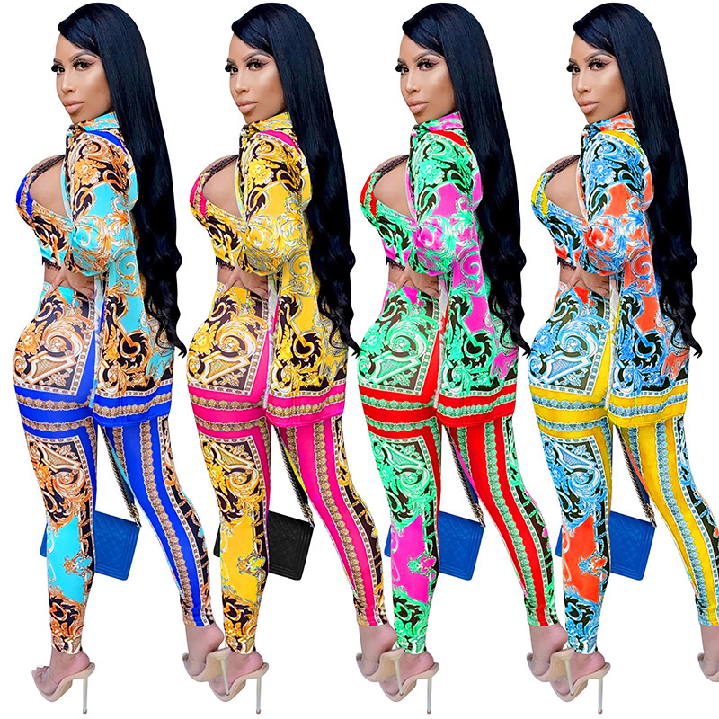 Milk Silk Women Sets Digital Printed Coat Vest Trousers Casual Suit X3690