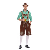 German Traditional Oktoberfest Plaid Shirt Men Beer Suspender Suit Costume YM3645