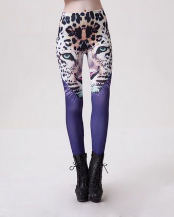 Leopard Head Print Blue Leggings M9099