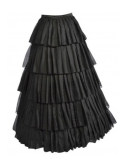 Vintage Black Satin Multi-layer Ruffles Floor-length Petticoat S028