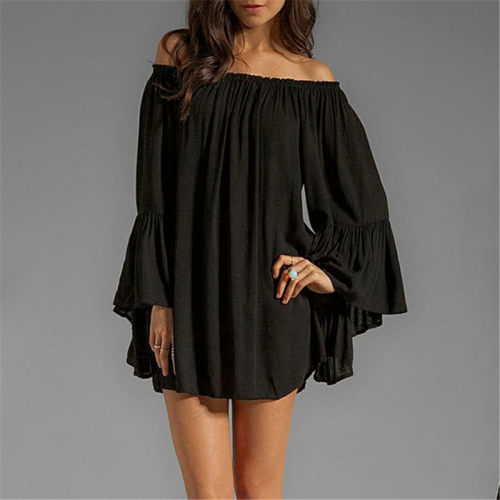 Women Casual Loose Off Shoulder Dress M30379