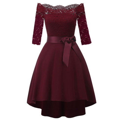 3/4 Sleeve Lace Ball Gown Wedding Bridal Dovetail Vintage Dress CD1613-1
