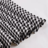 Women Retro Dress Black And White Check Belt Slimming Casual Dress 5039