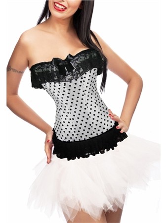 sexy white polka dot corset with bubble skirt m1808d