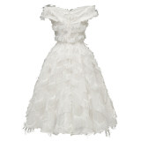 Feather Tassel Sexy Night One Shoulder Wedding Bridal Dresses CD1705