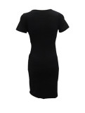 Europe and America wrinkled solid color dress m88049
