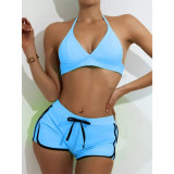Solid Color Sport Beach Bikini Ladies Bikini Set Swimming Shorts Sexy Swimsuits S219