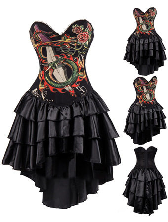 Dragon Pattern Corsets Skirt M1363