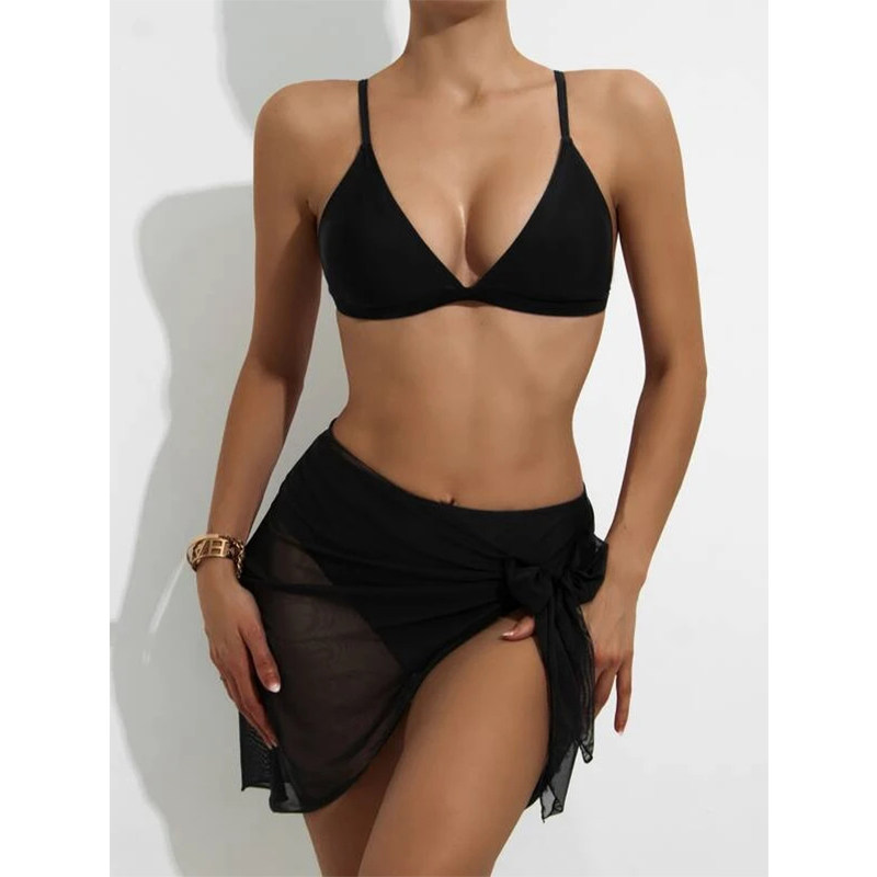 Sexy Swim Bikini Set Condole Belt High Waist Three Piece Swimsuits S211