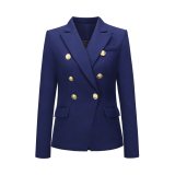 Short Suit Jacket Double Breasted Top Coat Solid Color Women Blazer H2013