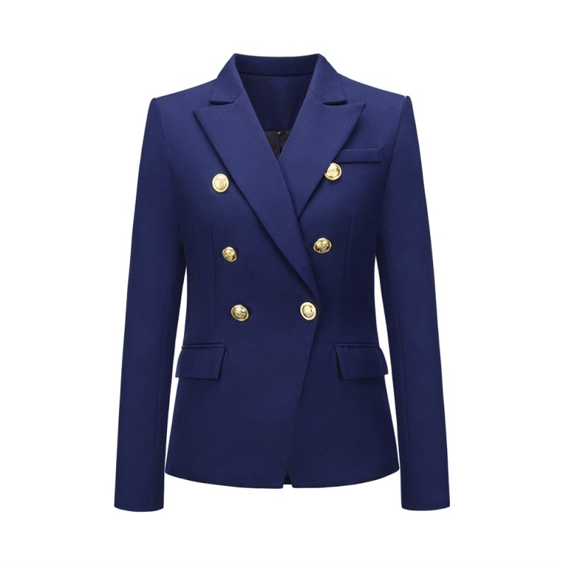 Short Suit Jacket Double Breasted Top Coat Solid Color Women Blazer H2013
