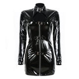 Instyle Sexy Woman Open Leather Tight Dress M7276