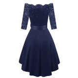 3/4 Sleeve Lace Ball Gown Wedding Bridal Dovetail Vintage Dress CD1613-1