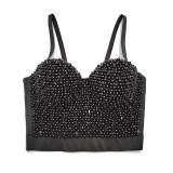 Pearl Suspender Short Shaped Top Nailed Beaded Colored Diamond Corset KN8156