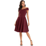 Round Neck Satin Fall Sleeves Spring Dresses Women Sexy CD1768
