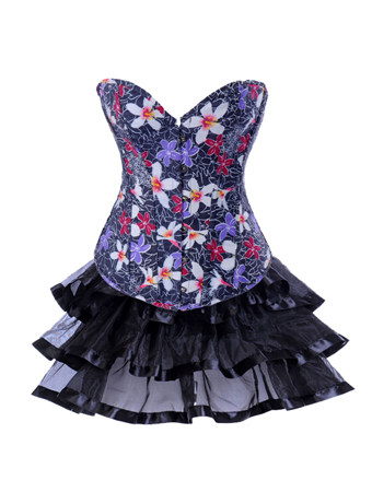 women floral corset with layered dress m1998