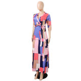 Plus Size Sexy Casual Robe Boho Party Club Long Maxi Dress Print Dress m8435