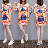 Casual Loose Cartoon Printed T Shirt Dress M8369