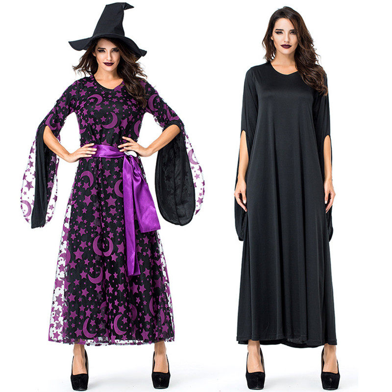 Print Funny Magic Broom Witch Cosplay Costume Wizard Jumpsuit Halloween M40768