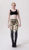 Leopard Head Print Black Leggings M9098