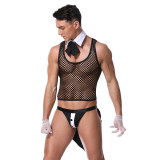 Uniform Tuxedo Sexy Lingerie Set Mesh Men Underwear M20190