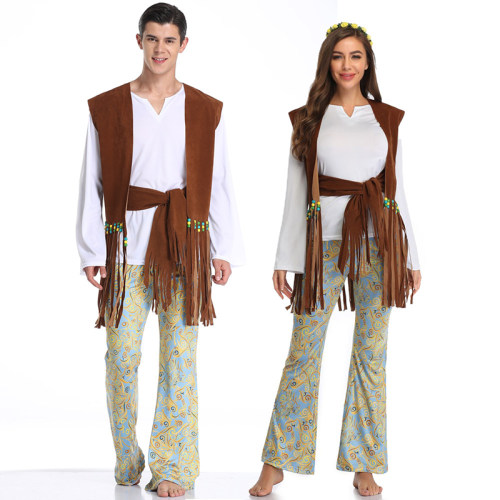 Indian Adult Couple Costume Tribe Princess Hip Hop Fringe Cosplay SM3348