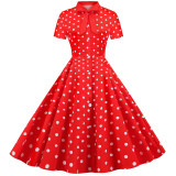 Spot Goods Bow Print Party Slim Striped Casual Summer Midi Dresses JY14771