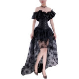 Shapewear Set Skirt Breast Holding Lace Short Sleeve Peplum Court Corset Dress WK2276A
