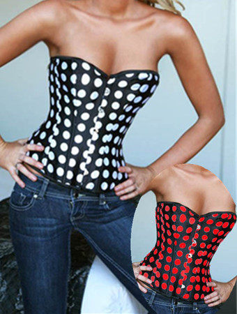 sexy dot satin bustier set M1623
