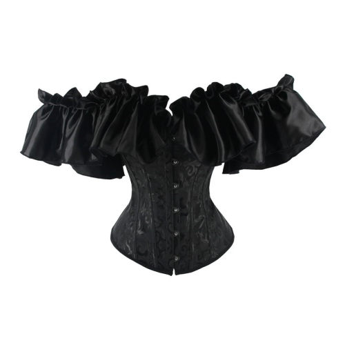 Sexy Off Shoulder Ruffles Sleeves Overbust Corset Top WK2276