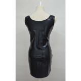 Patent Leather Skirt Sexy Mini Plus Size Evening Dress XX4083